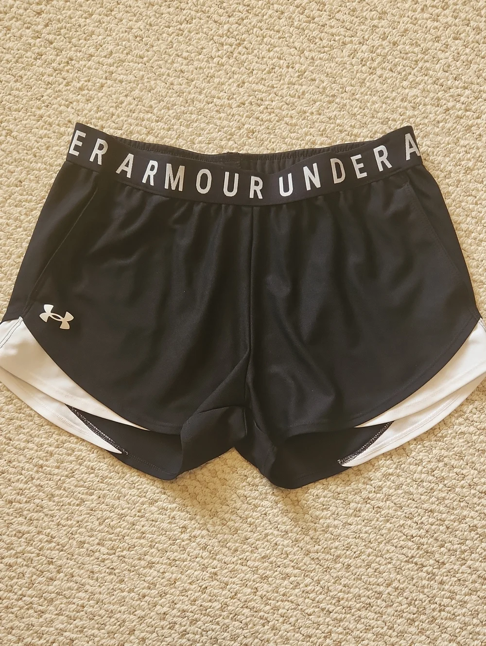 Under Armour Black Women's Athletic Shorts with White Trim